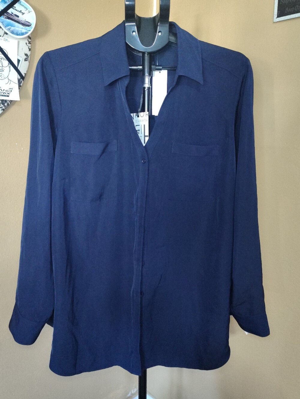 41 Hawthorn Navy Button-Front Blouse